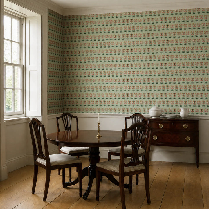 Madrasi Chintz, Eucalyptus / Terracotta Fabric by the Yard