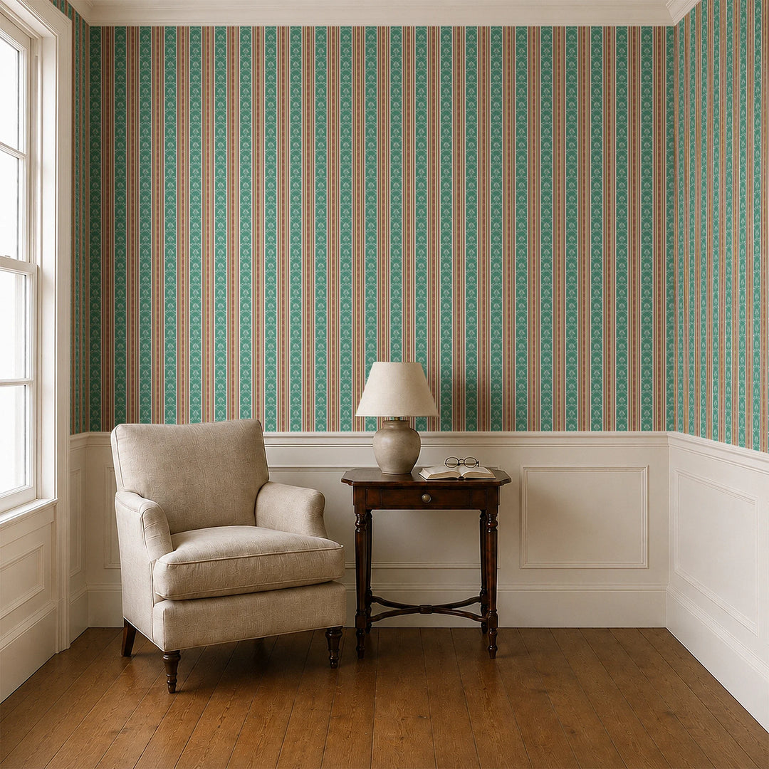 Calimanco, Verdigris / Cinnamon Fabric by the Yard