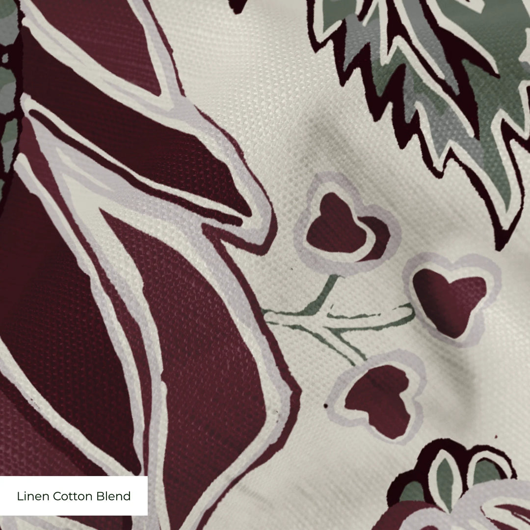 Flowering Pomegranate, Musée de la Toile de Jouy: Linen / Blackcurrant Fabric by the Yard