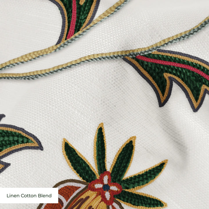 Tambour Floral, Ivory / Terracotta Fabric by the Yard