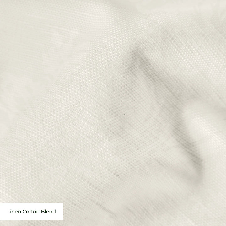 Cream early 20th century tone-on-tone brocade bouquets: linen cotton blend swatch close-up.