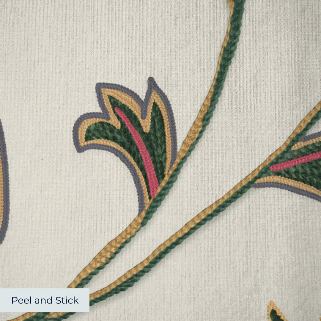 peel-and-stick wallpaper closeup, linen-like texture
