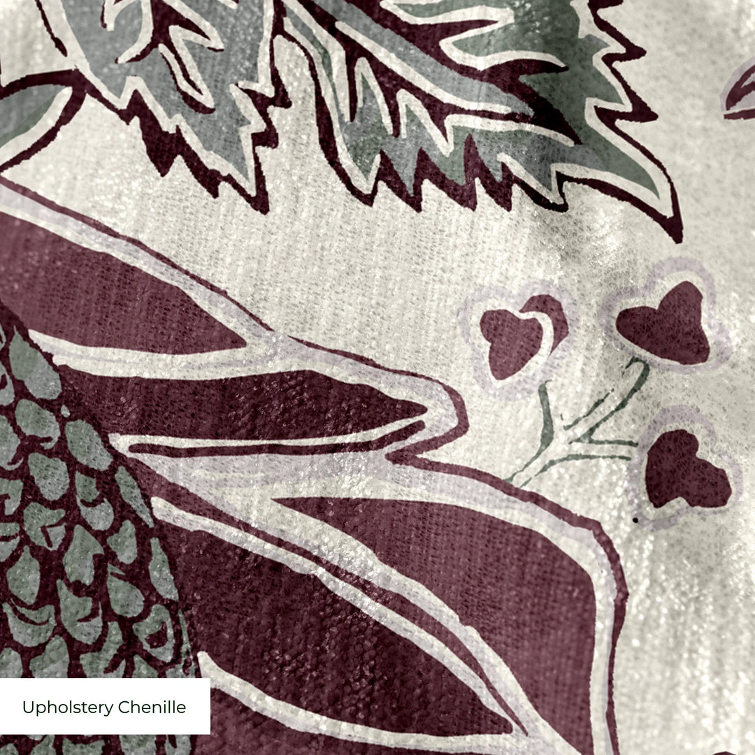 Flowering Pomegranate, Musée de la Toile de Jouy: Linen / Blackcurrant Fabric by the Yard