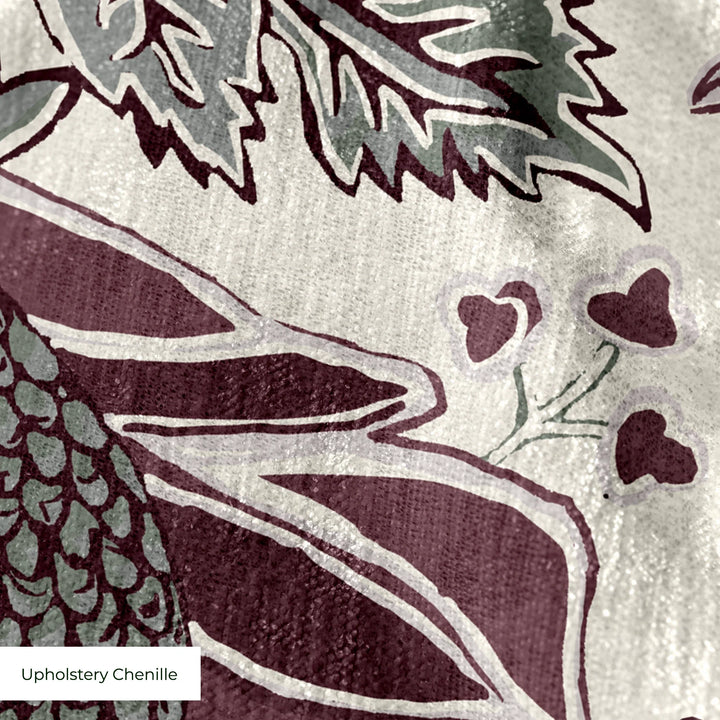 Flowering Pomegranate, Musée de la Toile de Jouy: Linen / Blackcurrant Fabric by the Yard