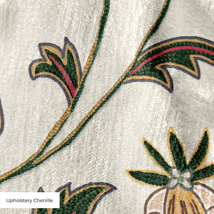 Tambour Floral, Travertine / Sage Fabric by the Yard