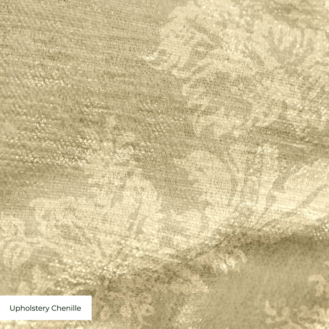 Gold early 20th century tone-on-tone brocade bouquets: upholstery chenille swatch close-up.