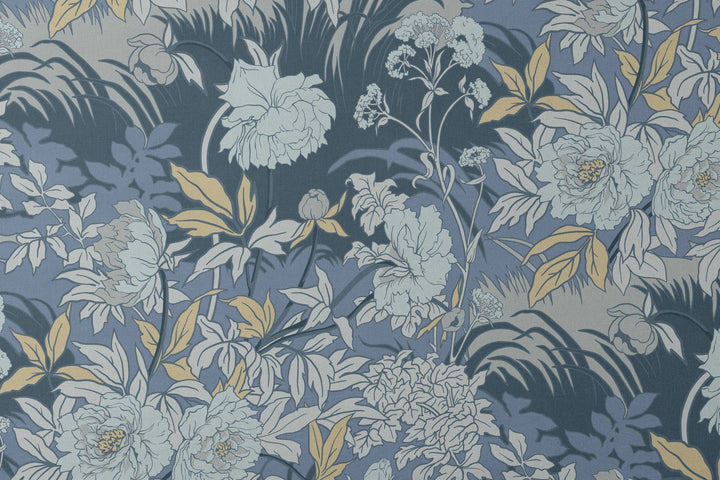 Tetrels_Saisons_des_fleurs-Floral_repeat_Fabric-Slate Mist Fabric