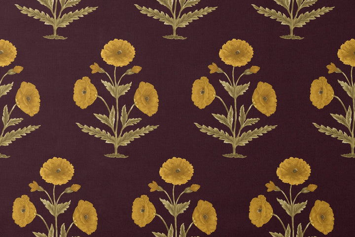 Mughal Poppy, Blackcurrant / Marigold Fabric