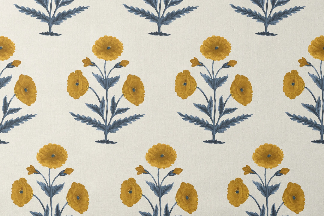 Mughal Poppy, Ivory / Marigold Fabric