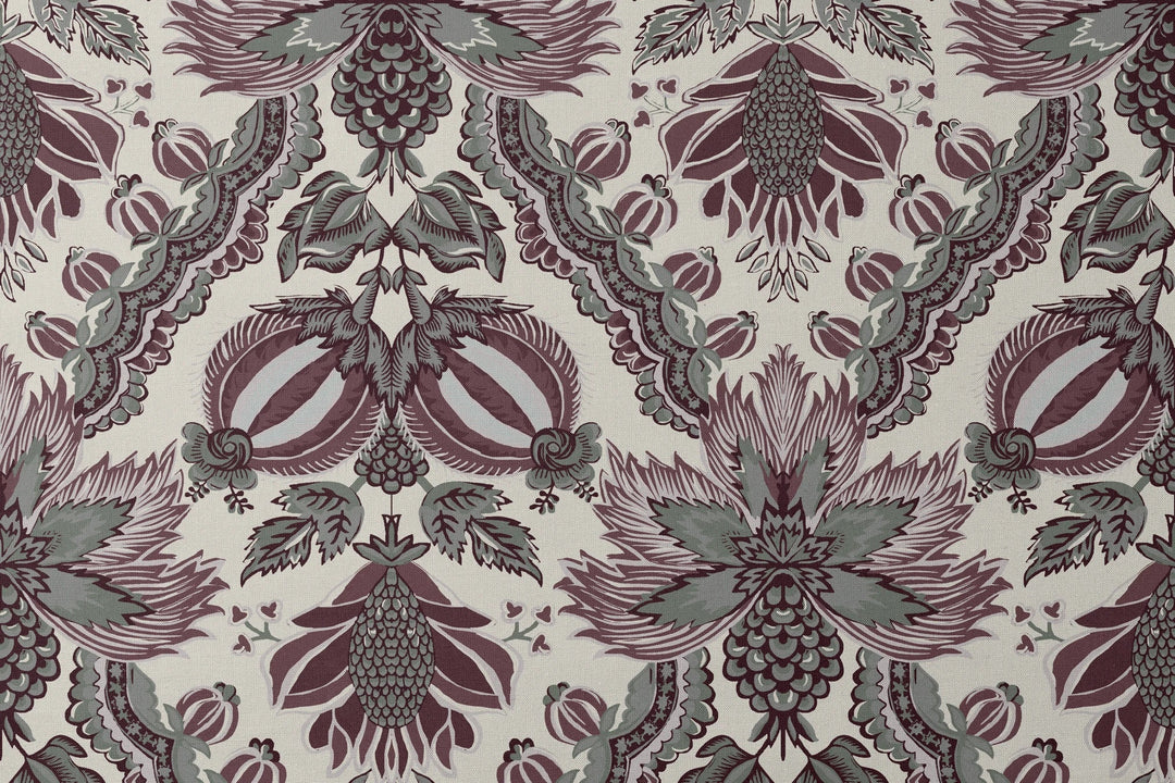 Flowering Pomegranate, Musée de la Toile de Jouy: Linen / Blackcurrant Fabric by the Yard