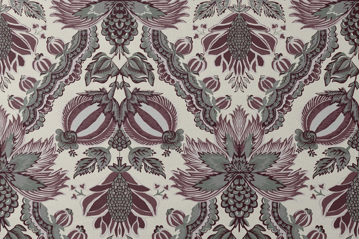 Flowering Pomegranate, Musée de la Toile de Jouy: Linen / Blackcurrant Fabric by the Yard