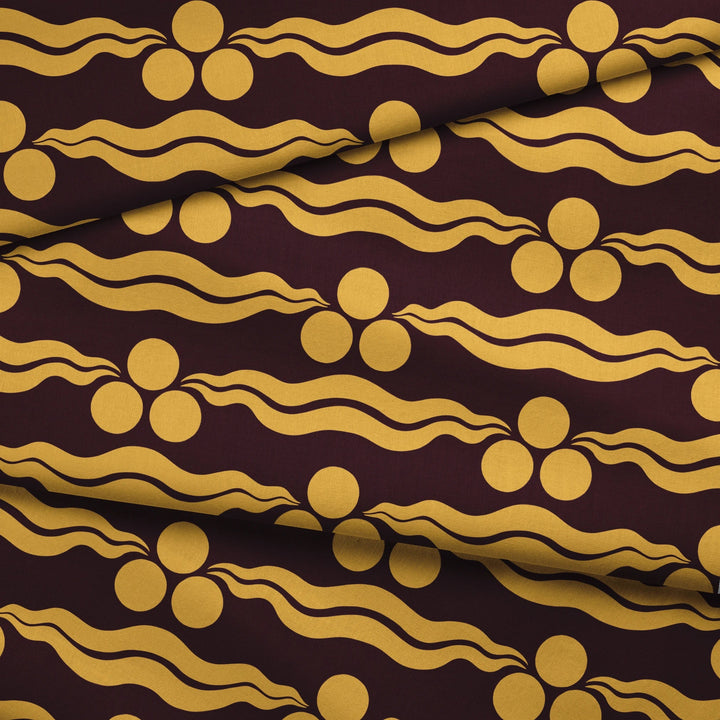 Chintamani Tiger, Blackcurrant / Marigold Fabric by the Yard