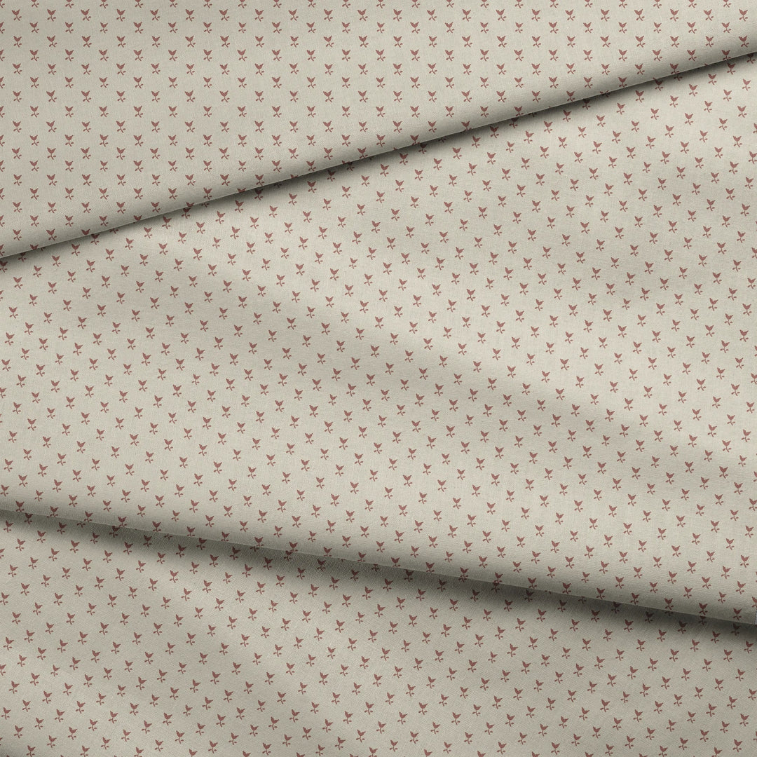 Warm brown Second Empire tulip silhouette on a pale greige ground: draped fabric fold preview.