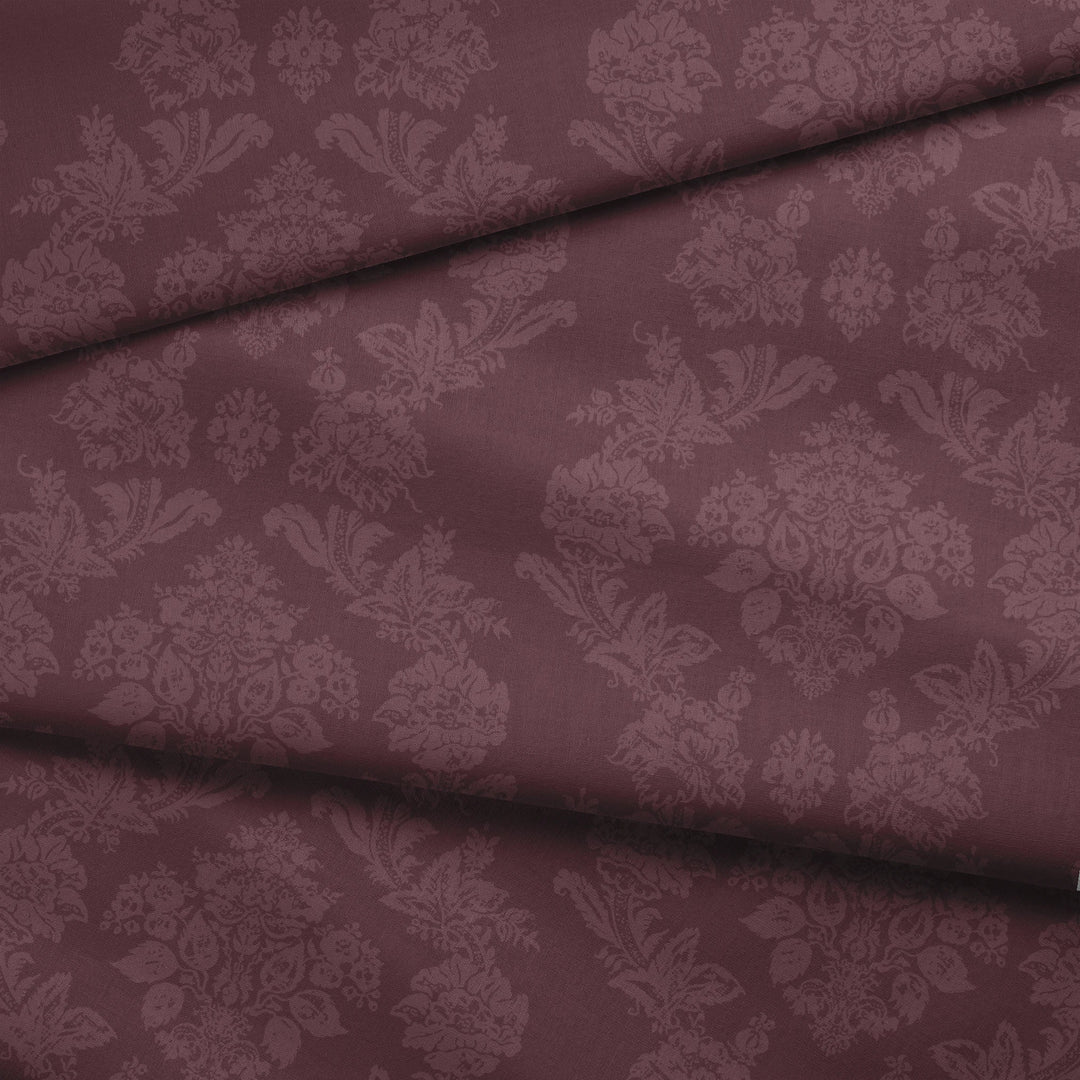 Dark purple early 20th century tone-on-tone brocade bouquets: draped fabric fold preview.