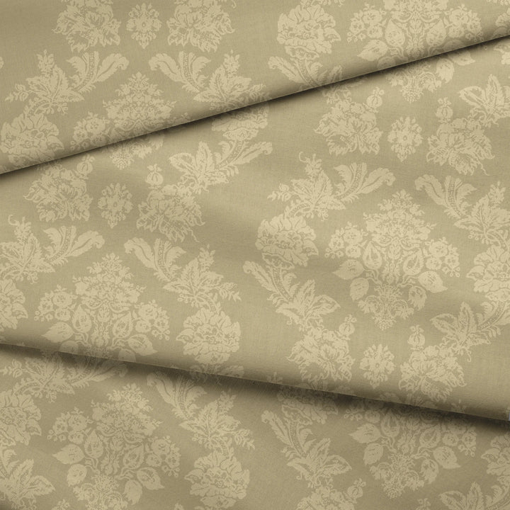 Gold early 20th century tone-on-tone brocade bouquets: draped fabric fold preview.