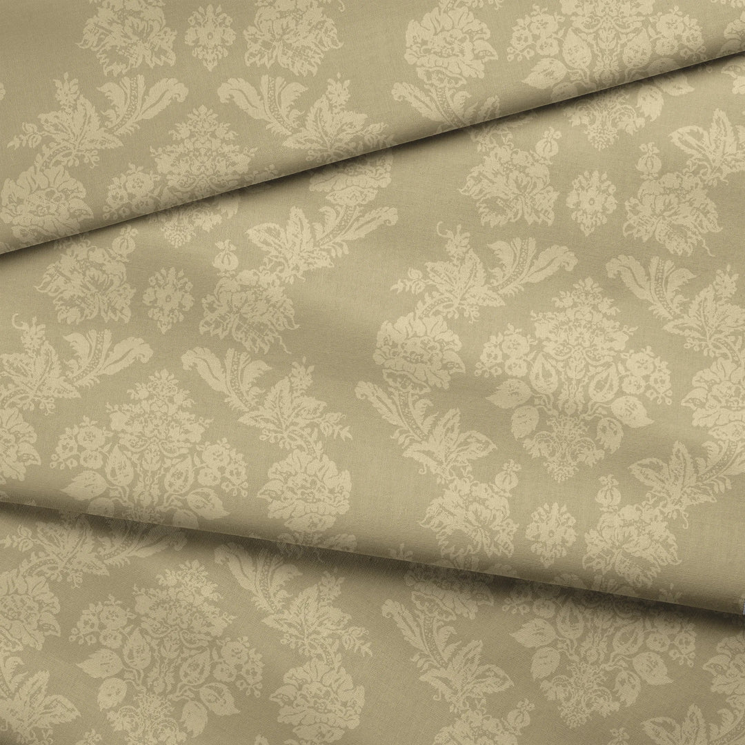 Gold early 20th century tone-on-tone brocade bouquets: draped fabric fold preview.
