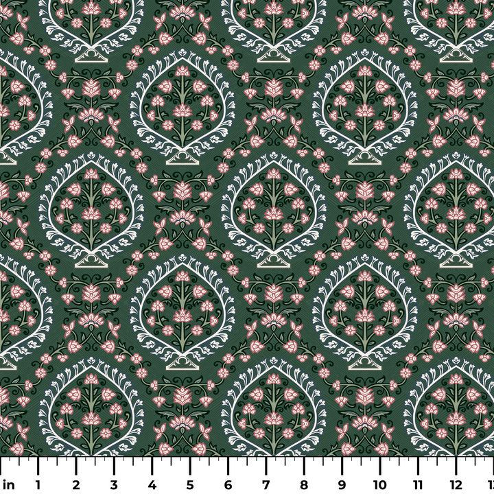 Varanasi Medallion, Forest Floor / Ivory Fabric by the Yard