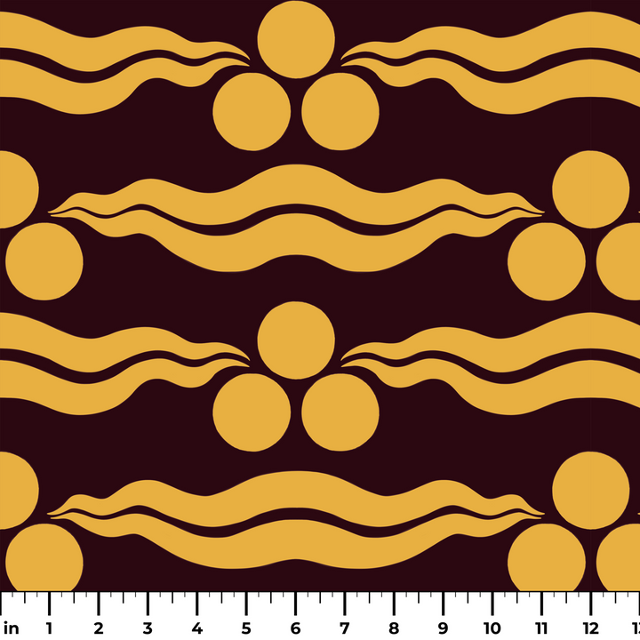 Chintamani Tiger, Blackcurrant / Marigold Fabric by the Yard