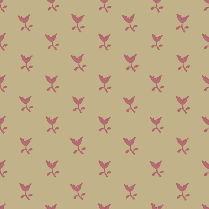 Dusty red Second Empire tulip silhouette on a warm tan ground: seamless repeating pattern tile for fabric by the yard.
