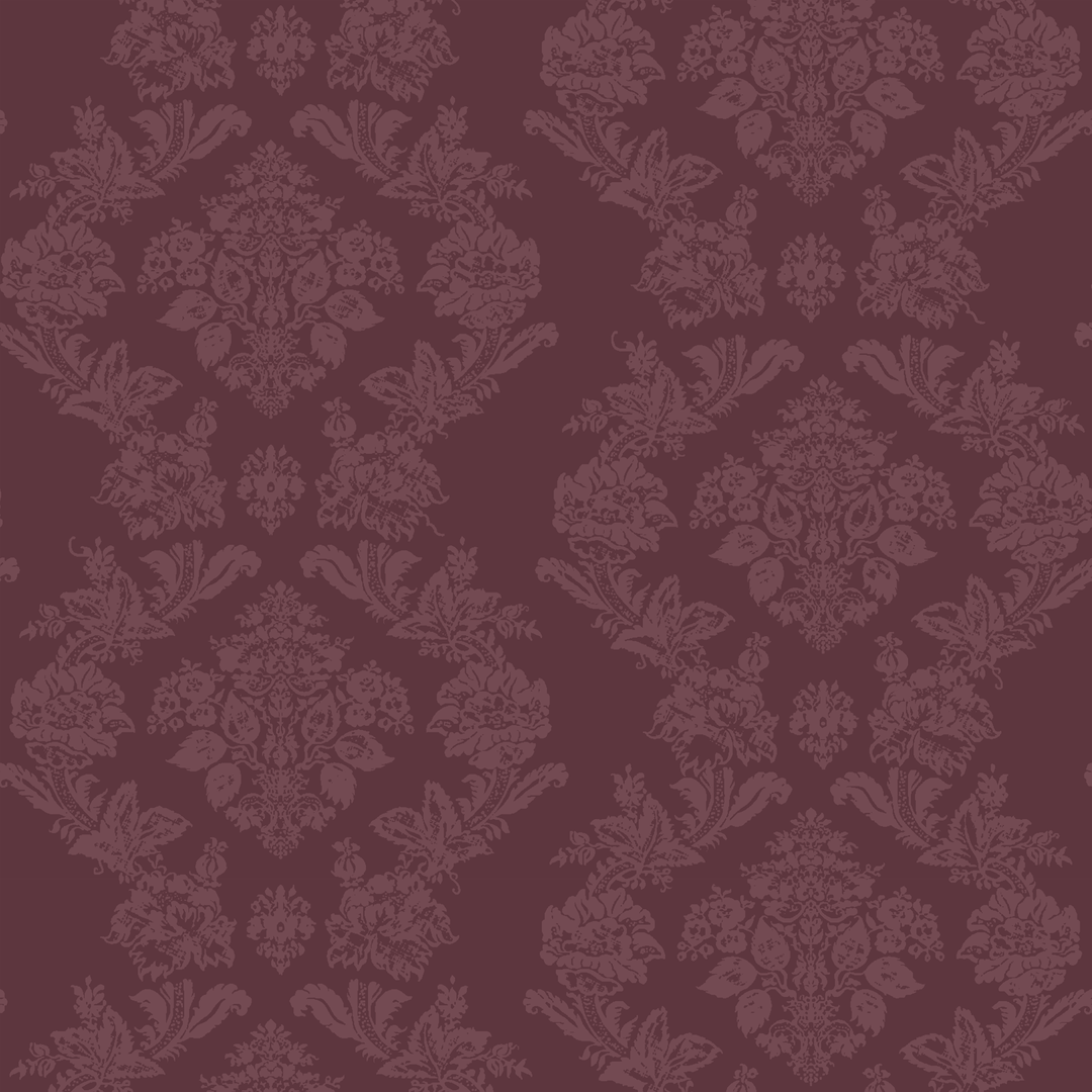 Dark purple early 20th century tone-on-tone brocade bouquets: seamless repeating pattern tile for fabric by the yard.