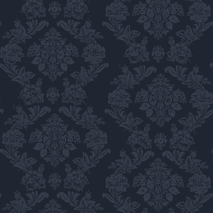 Navy early 20th century tone-on-tone brocade bouquets: seamless repeating pattern tile for fabric by the yard.