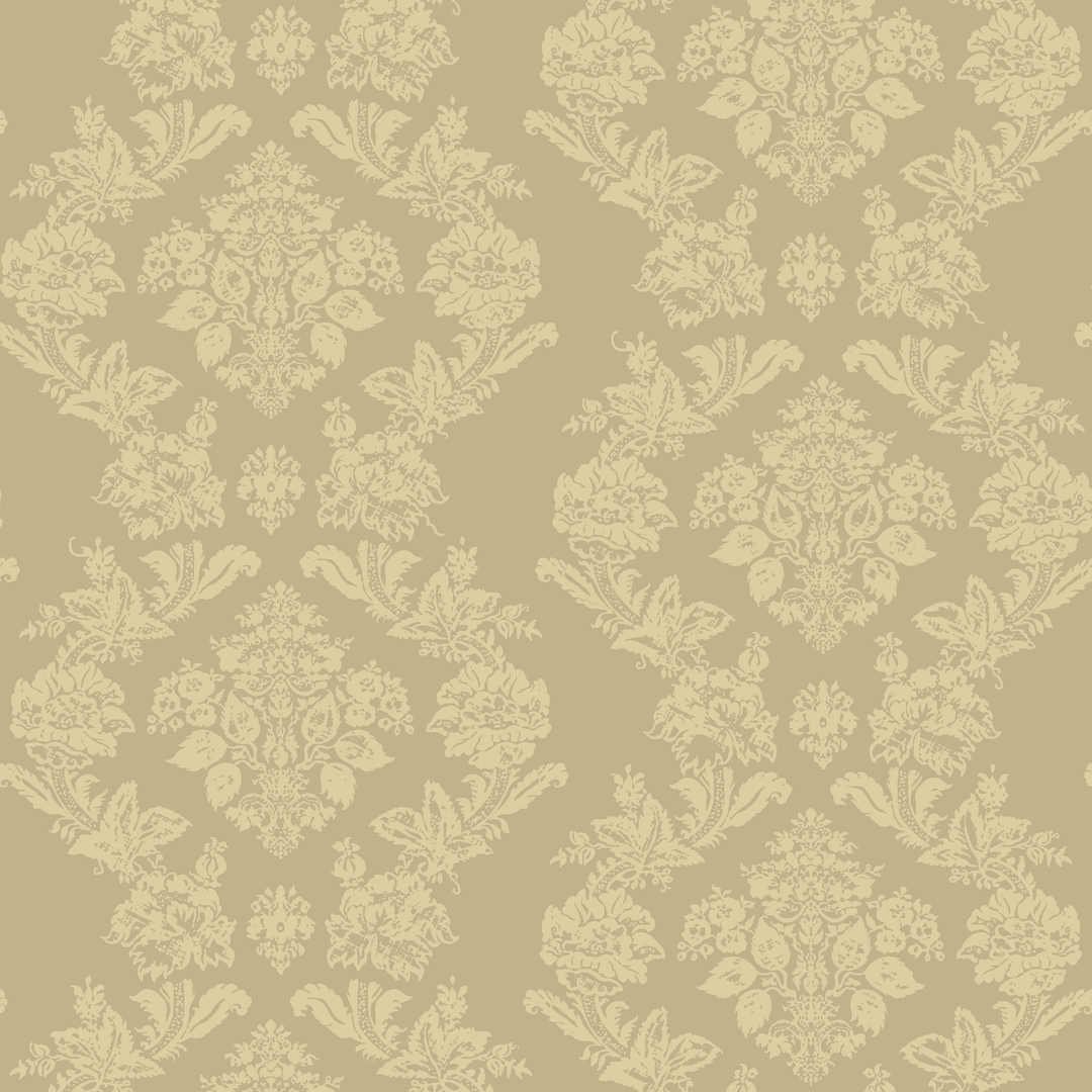 Gold early 20th century tone-on-tone brocade bouquets: seamless repeating pattern tile for fabric by the yard.