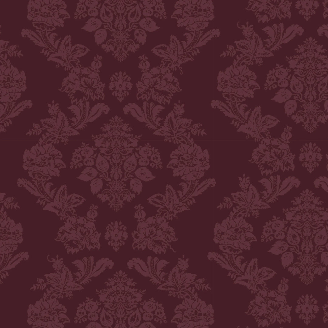 Dark purple early 20th century tone-on-tone brocade bouquets: flat wallpaper pattern preview