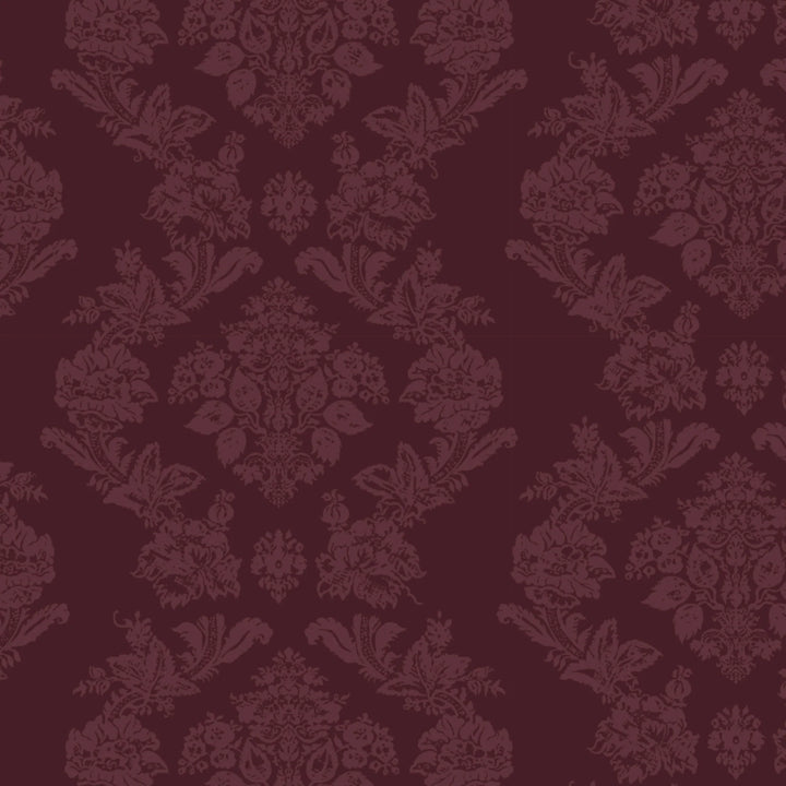 Dark purple early 20th century tone-on-tone brocade bouquets: flat wallpaper pattern preview