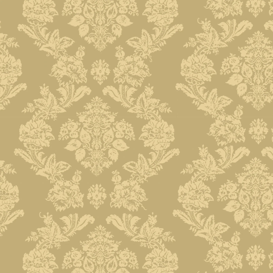 Gold early 20th century tone-on-tone brocade bouquets: flat wallpaper pattern preview