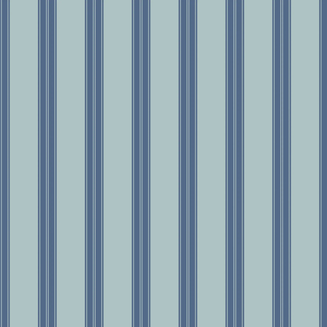 Muted blue 19th century double-band stripe on a pale grey ground: flat wallpaper pattern preview