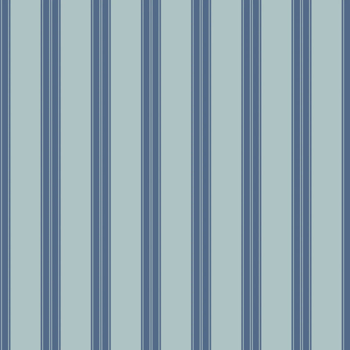 Muted blue 19th century double-band stripe on a pale grey ground: flat wallpaper pattern preview