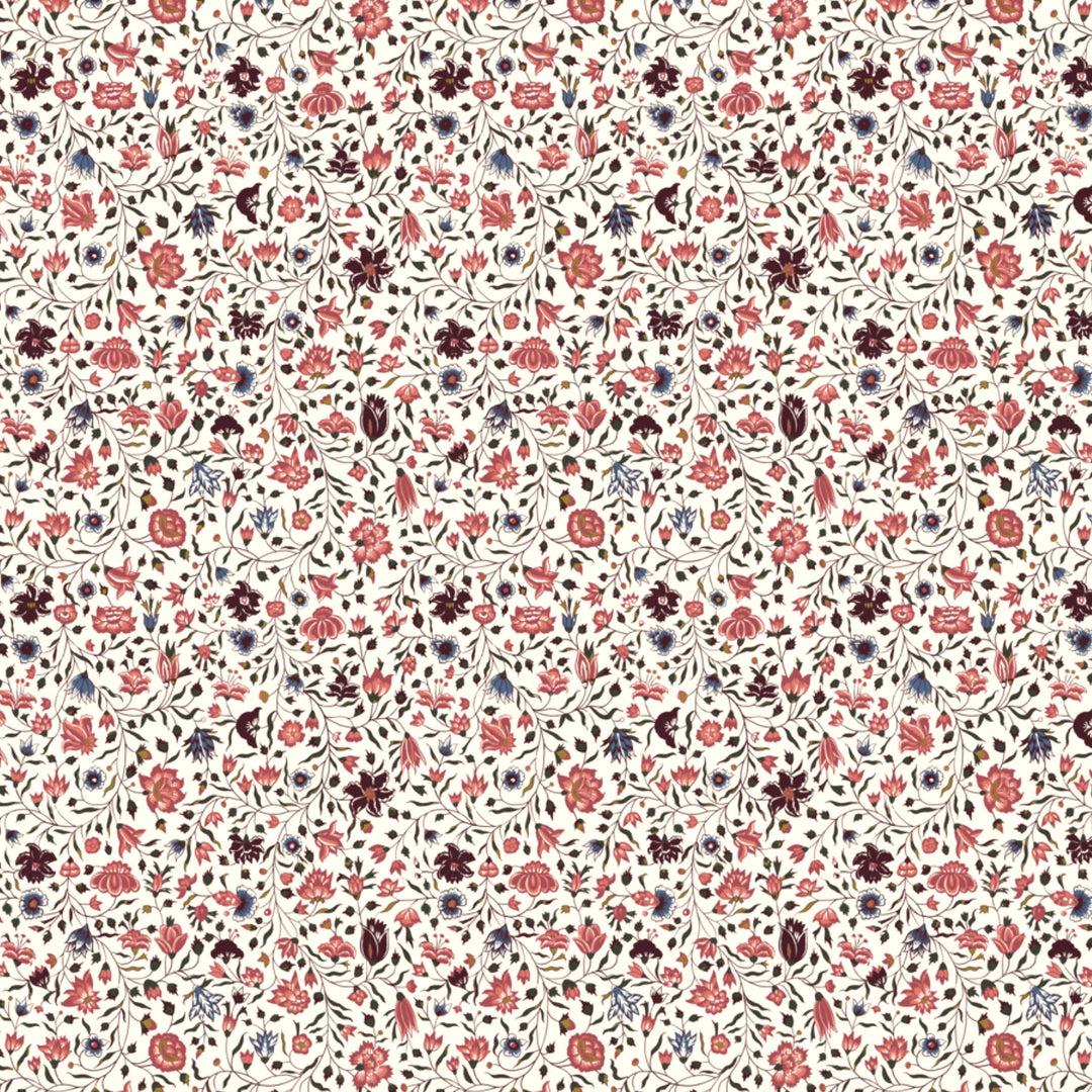 Red 18th century Indian chintz vine on a white ground: flat wallpaper pattern preview