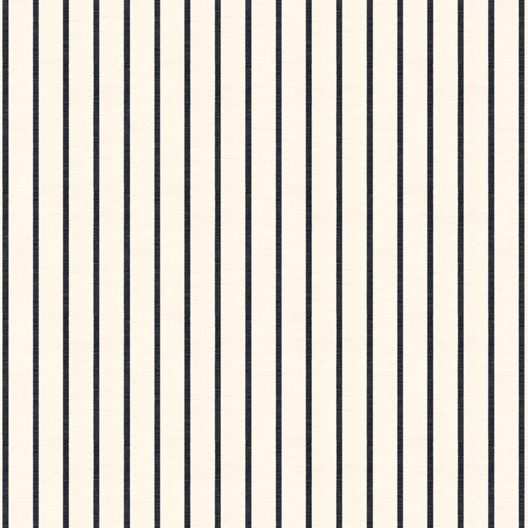 Navy woven-texture pencil stripe on a white ground: flat wallpaper pattern preview