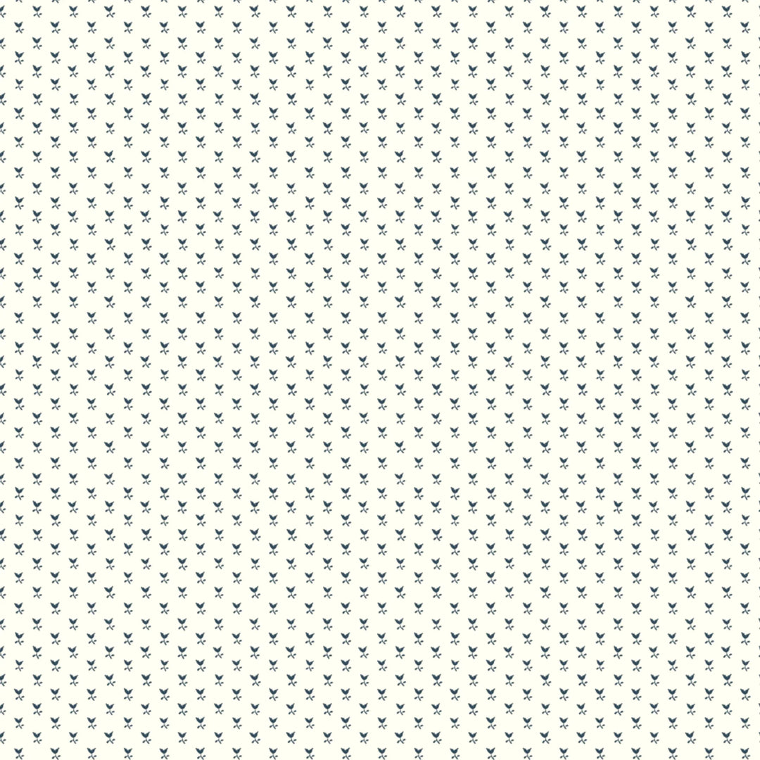 Blue-grey Second Empire tulip silhouette on a warm ivory ground: flat wallpaper pattern preview