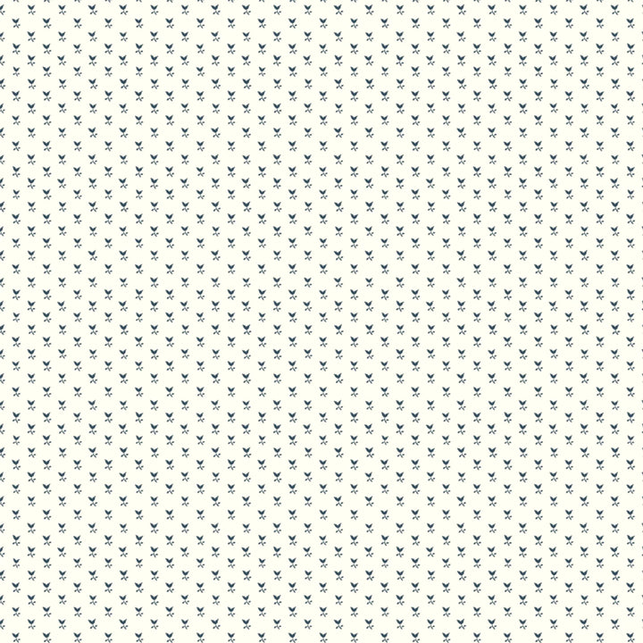 Blue-grey Second Empire tulip silhouette on a warm ivory ground: flat wallpaper pattern preview