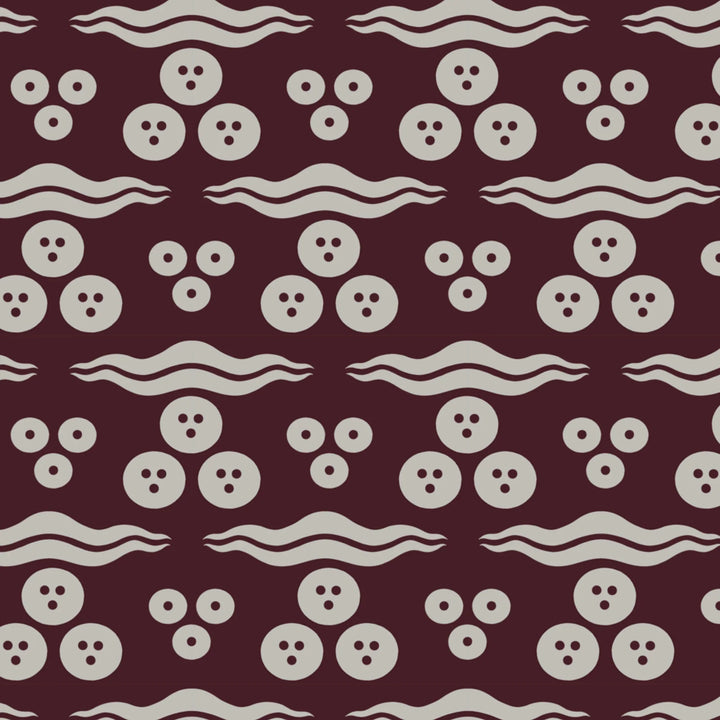 Grey 15th century Ottoman discs and waves on a dark purple ground: flat wallpaper pattern preview