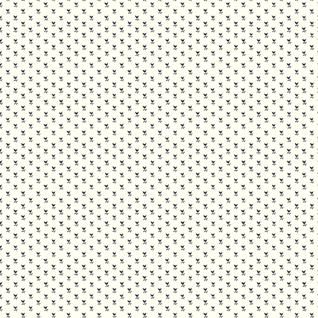 Near-black blue Second Empire tulip silhouette on an ivory ground: flat wallpaper pattern preview