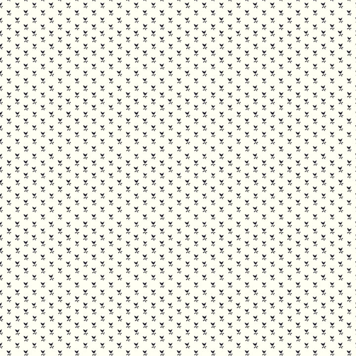 Near-black blue Second Empire tulip silhouette on an ivory ground: flat wallpaper pattern preview