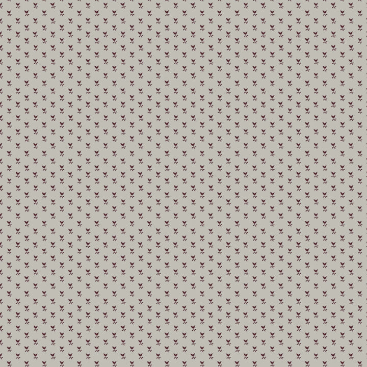 Deep red-brown Second Empire tulip silhouette on a pale grey ground: flat wallpaper pattern preview