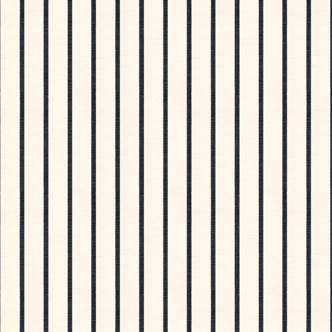 Navy woven-texture pencil stripe on a white ground: flat wallpaper pattern preview