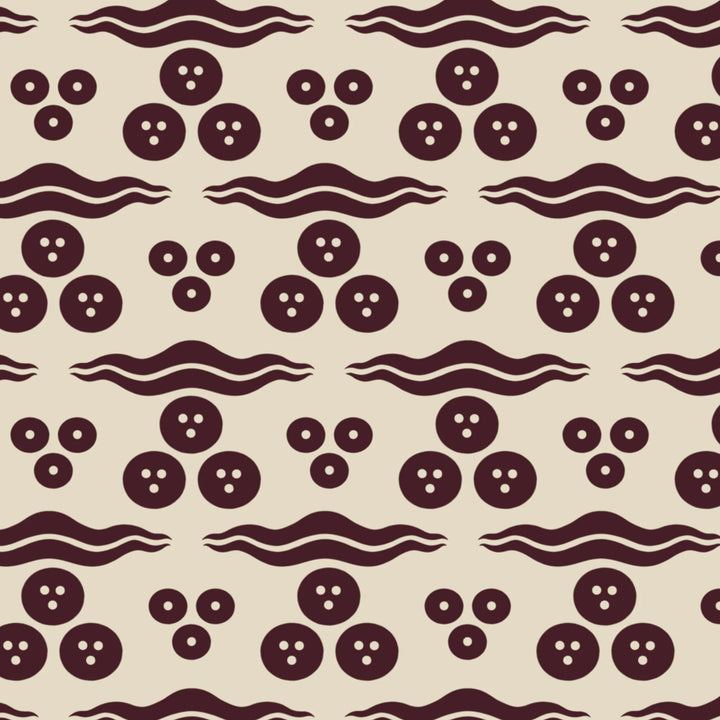 Dark purple 15th century Ottoman discs and waves on a beige ground: flat wallpaper pattern preview